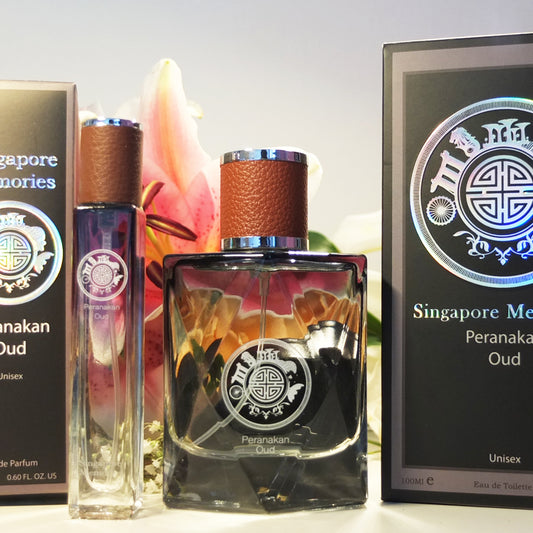 Singapore Perfume Collections Peranakan Oud with 2 bottle and gift pack in black color