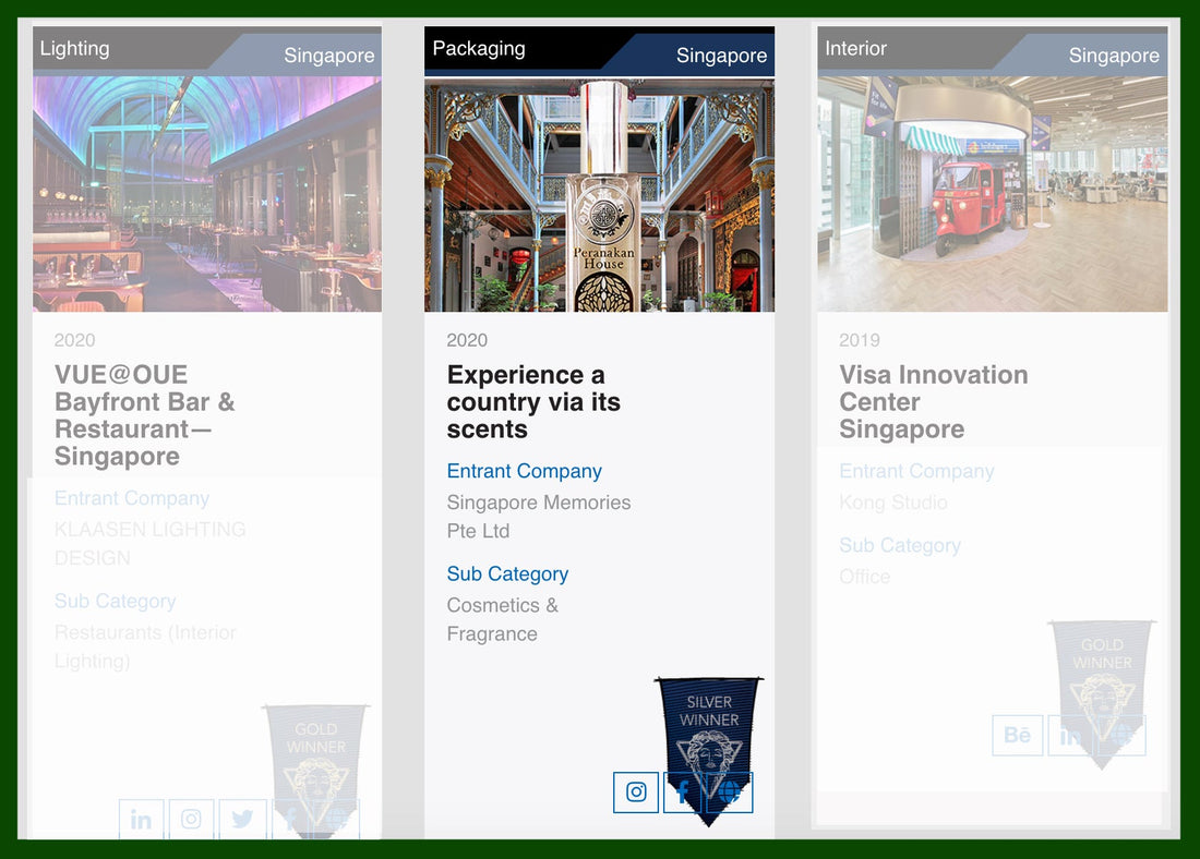 Singapore Memories wins prestegious MUSE award along with 2 tther proud Singaporean brands