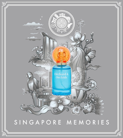 Perfume gift pack by orchard and orchids in blue and orange bottle