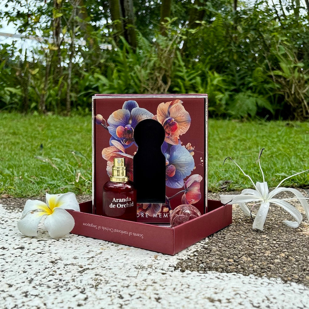 Aranda de Orchid men’s perfume by Singapore Memories – bold Singapore souvenir fragrance featuring citrus, woody, and amber notes in a heritage-inspired design.