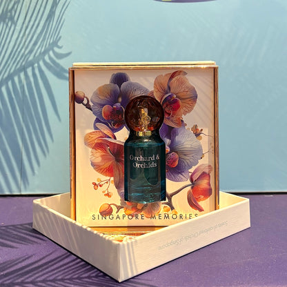 Orchard and Orchids perfume by Singapore Memories – citrus and white floral women’s scent with jasmine, pear blossom, and patchouli. Inspired by Singapore’s nature.