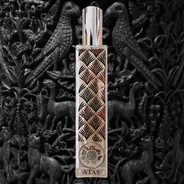 Atas crystal scent bottle with premium carved wooded background by singapore memories