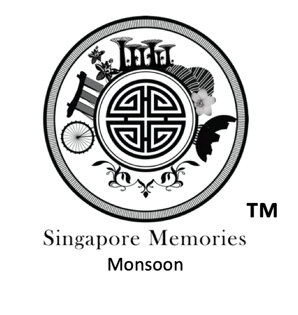 monsoon trademark by singapore memories with text and circle logo and sg theme including orchid, art museum 