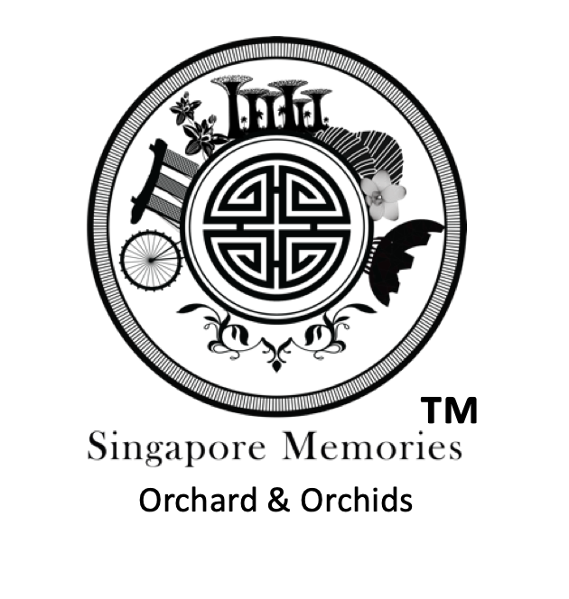 trademark for singapore memories orchard & orchid with singapore symbols in black and white