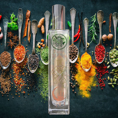 pasar malam room fragrance in sg and spice spoons of various color in the background