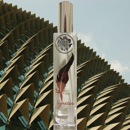 Signature singapore room fragrance in front of esplanade building with spike front facade