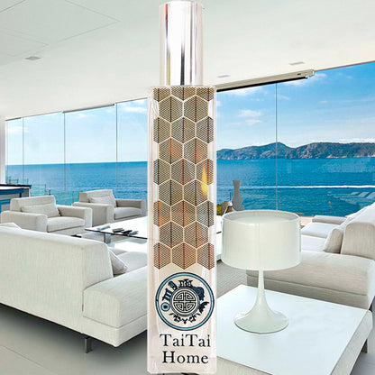 A tall, cylindrical fragrance diffuser with a geometric pattern in beige and white, featuring the brand name 'Tai Tai's House' at the bottom.