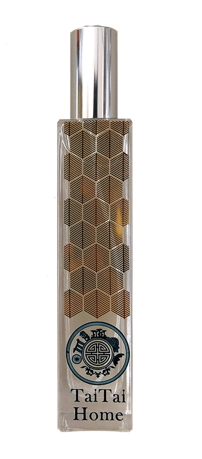 tai tai home aroma bottle with fine geometrical design and words  